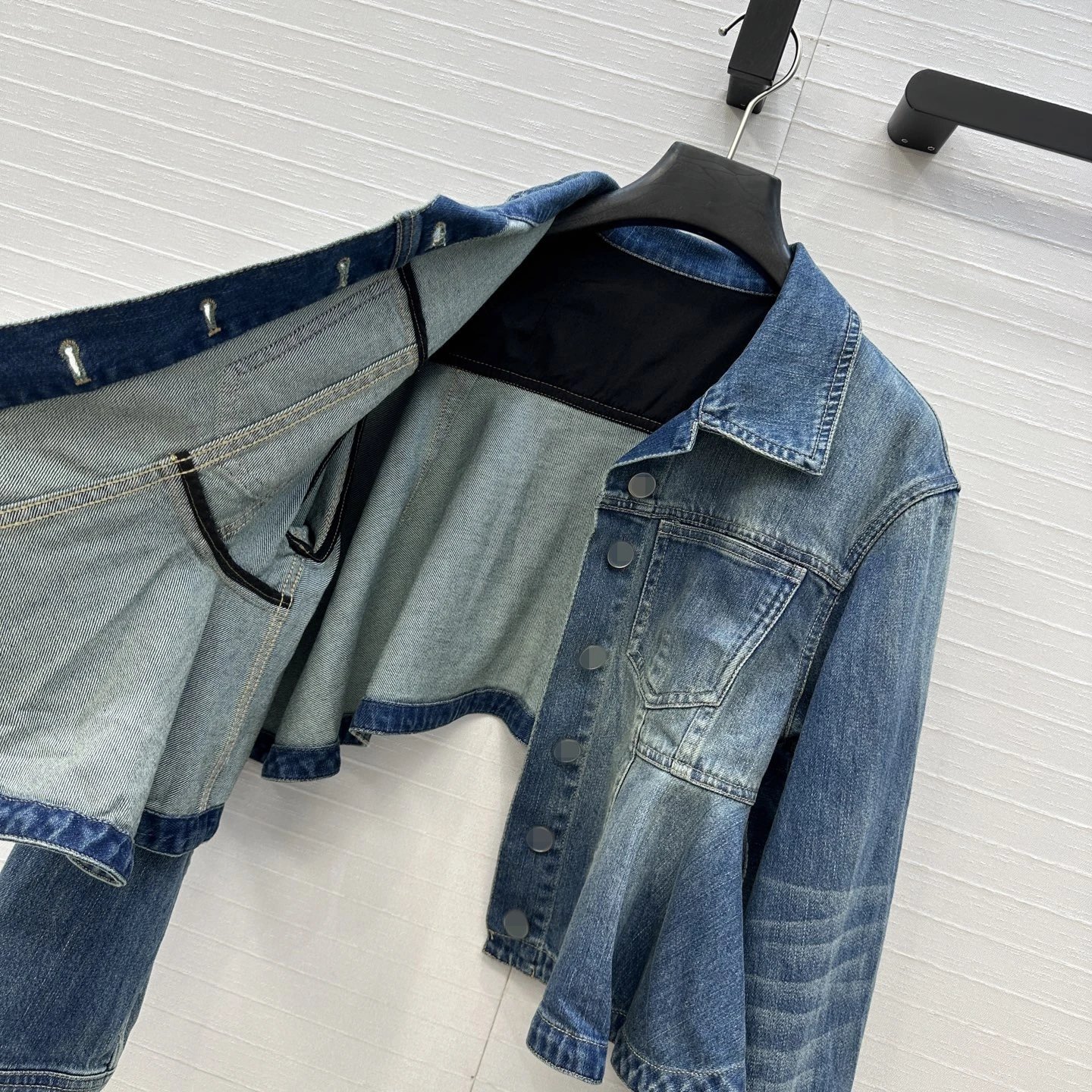Design Peplum Hem Denim Jacket Blue Outerwear Denim Jacket - 6