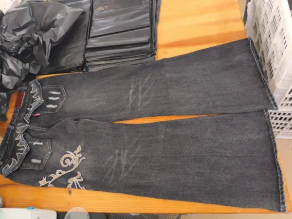 Design Flared Jeans with Embroidered Floral Motif and Chain Detail - 20