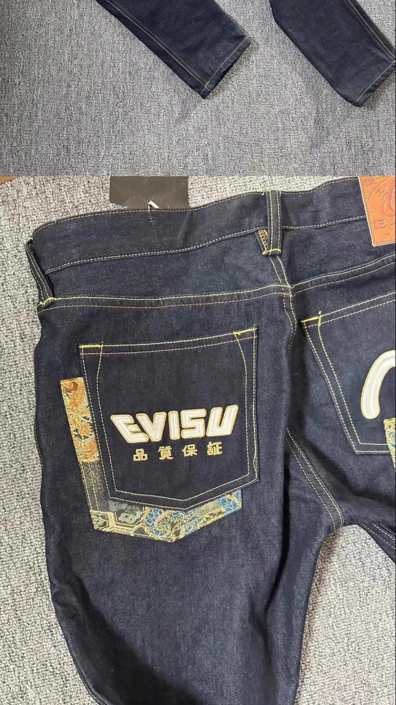 Evisu Fujiko Dragon Embroidered Denim Jeans Navy - 4