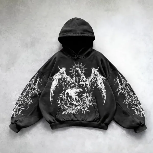 Design Angelic Decay Black Oversized Hoodie - 9