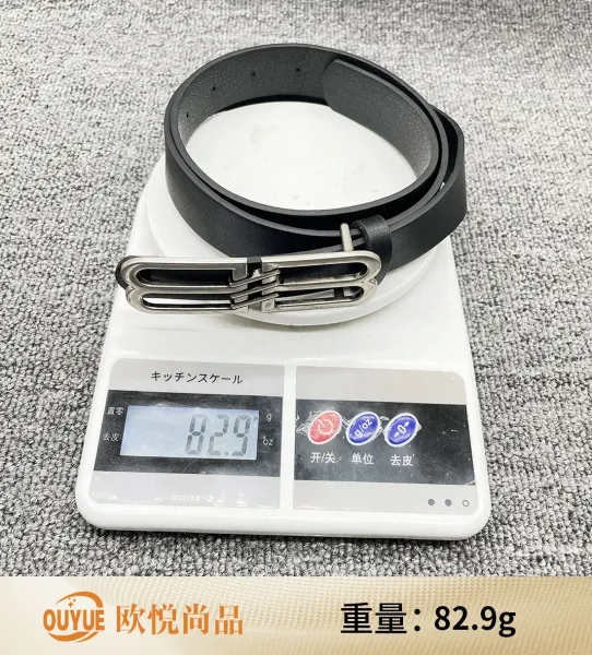 Balenciaga BB Logo Buckle Leather Belt Black - 22