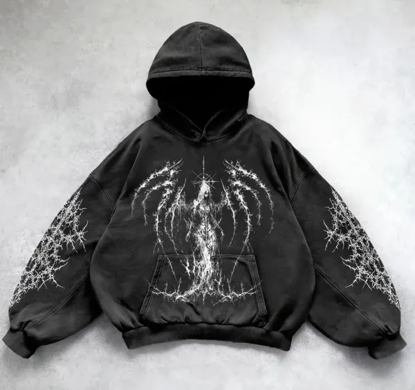 Design Angelic Decay Black Oversized Hoodie - 11