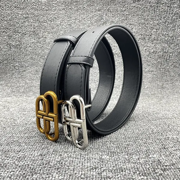 Balenciaga BB Logo Buckle Leather Belt Black - 24