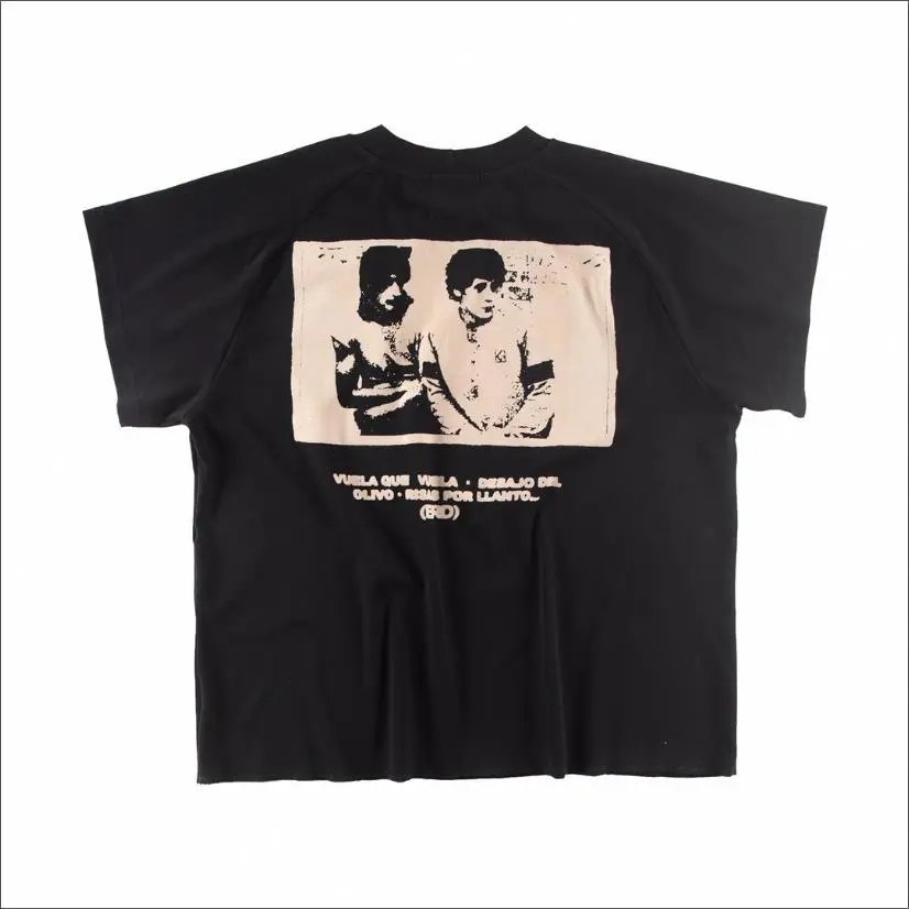 Design Graphic Print Hebrew Text Black Cropped T-Shirt - 13