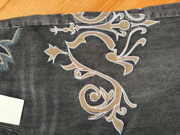 Design Flared Jeans with Embroidered Floral Motif and Chain Detail - 18