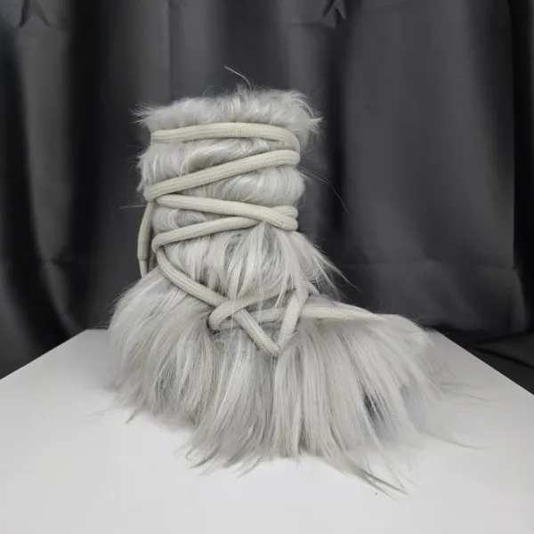 Design Fur Wrap Boots White Ankle Boots - 10