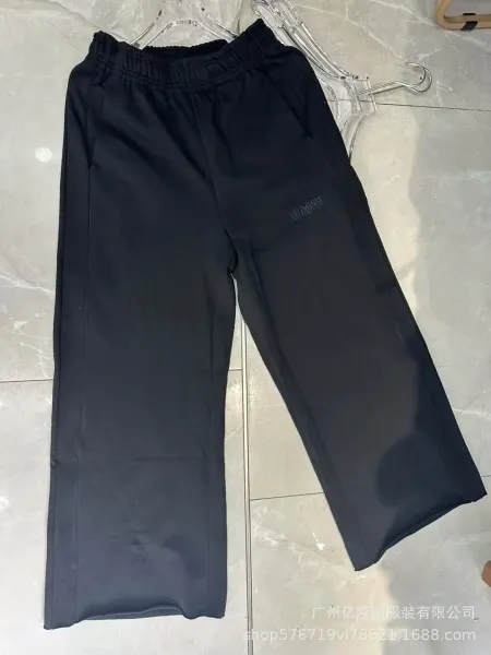 Design Paris France Embroidered Wide-Leg Sweatpants Black - 11