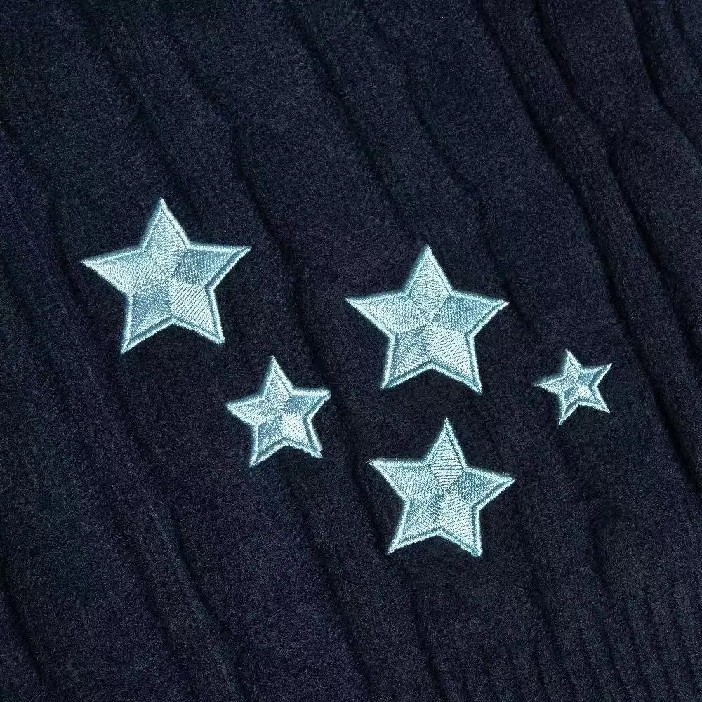 Design Taylor Swift Midnights Star Embroidered Cable Knit Cardigan Black Cardigan - 7