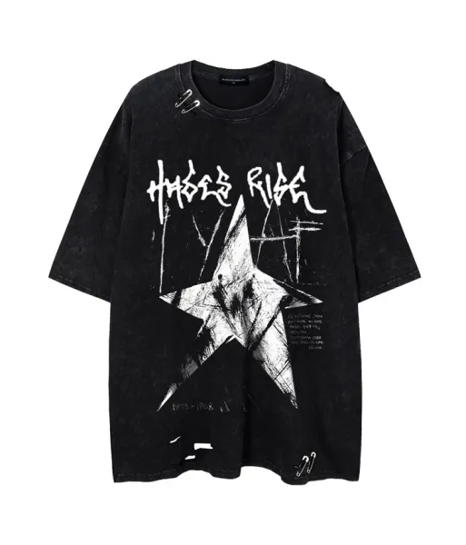 Design Hoses Rise Star Graphic Oversized T-Shirt White - 8