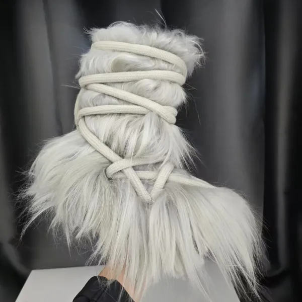 Design Fur Wrap Boots White Ankle Boots - 26
