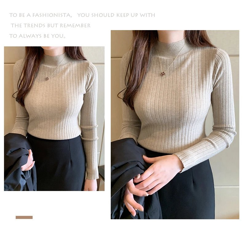 Design Ribbed Turtleneck Sweater Olive Green - 6