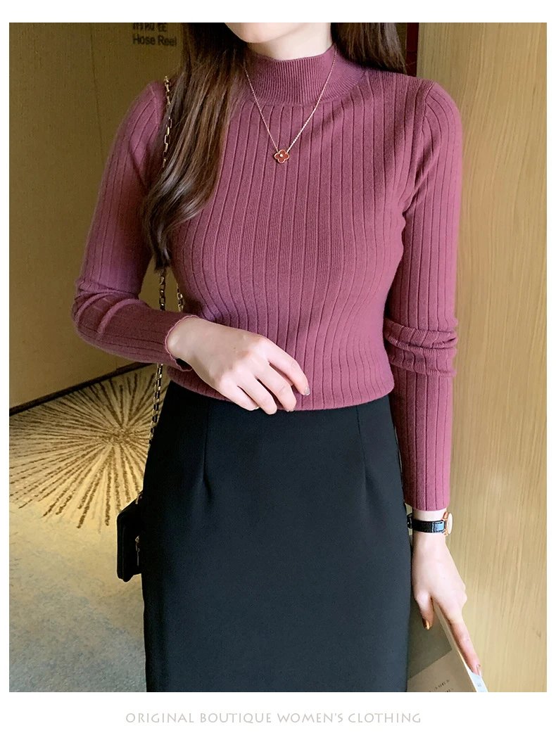 Design Ribbed Turtleneck Sweater Olive Green - 12