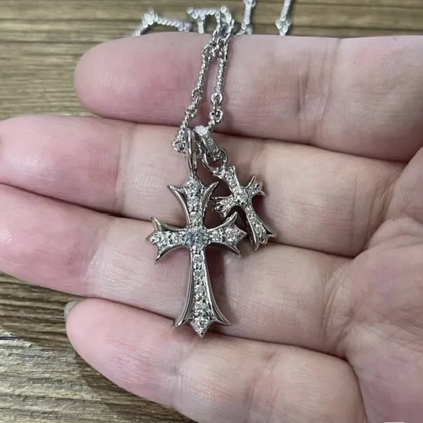 Chrome Hearts Cross Pendant Necklace Silver Jewelry - 3