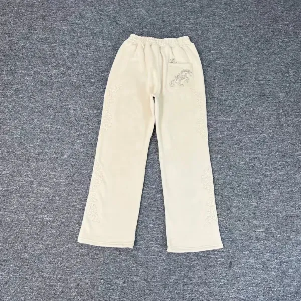 Design Embroidered Dragon Sweatpants Beige - 1