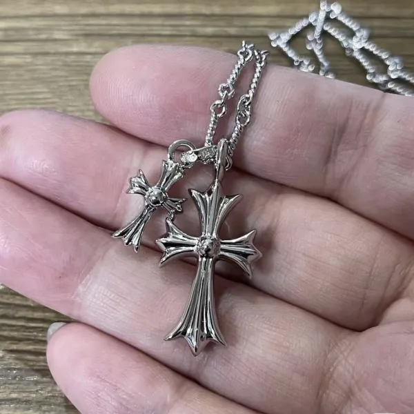 Chrome Hearts Cross Pendant Necklace Silver Jewelry - 5