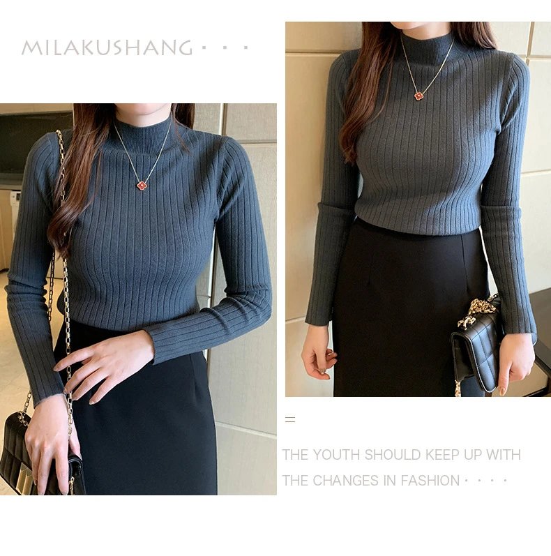 Design Ribbed Turtleneck Sweater Olive Green - 25