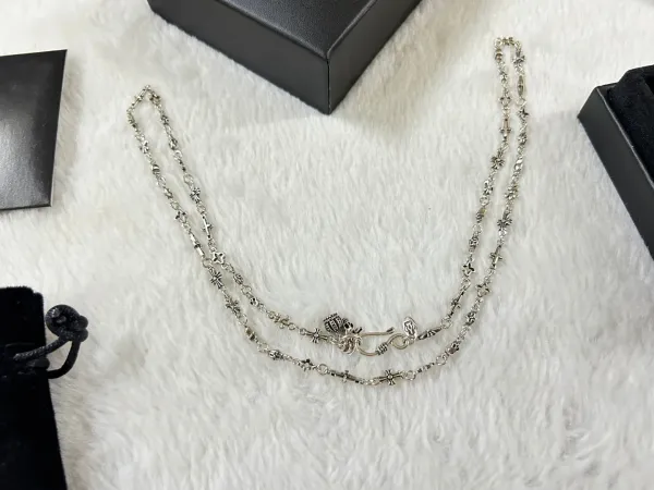 Chrome Hearts Cross Skull Charm Necklace Silver Jewelry - 12