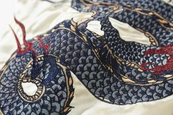 Design Dragon and Tiger Embroidered Satin Bomber Jacket Red Black Outerwear.jacket - 7