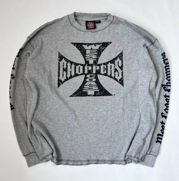 Design West Coast Choppers Thermal Long Sleeve Shirt Gray Tops - 1