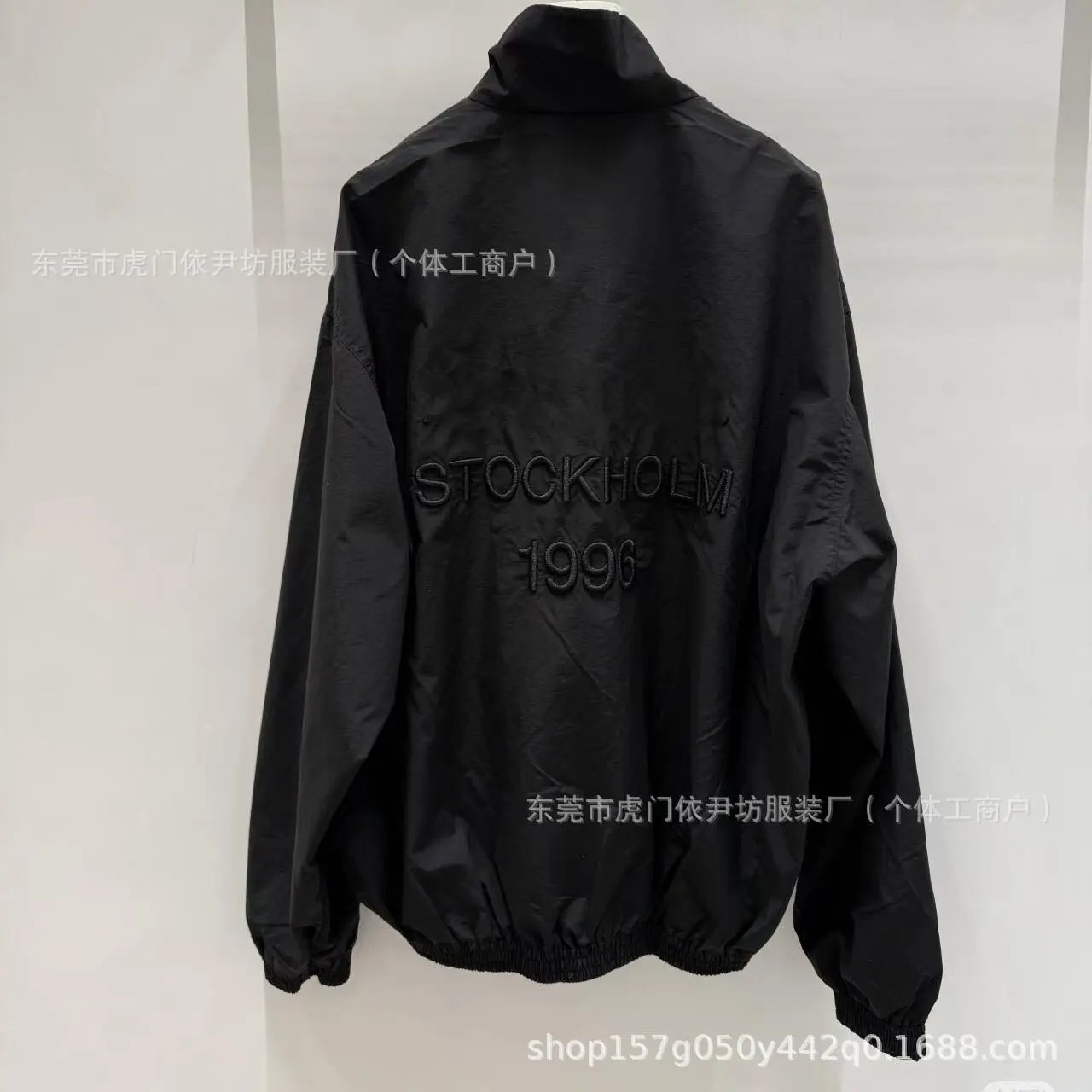 Design Stockholm 1996 Embroidered Windbreaker Black Jacket Outerwear.windbreaker - 3