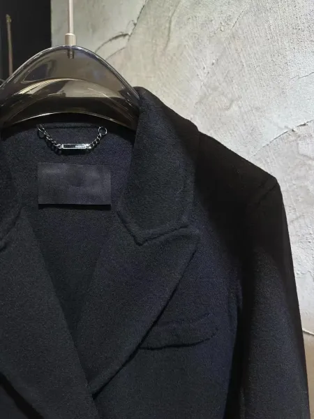 Fendi FF Logo Fur-Trimmed Wool Coat Black Outerwear.coat - 5