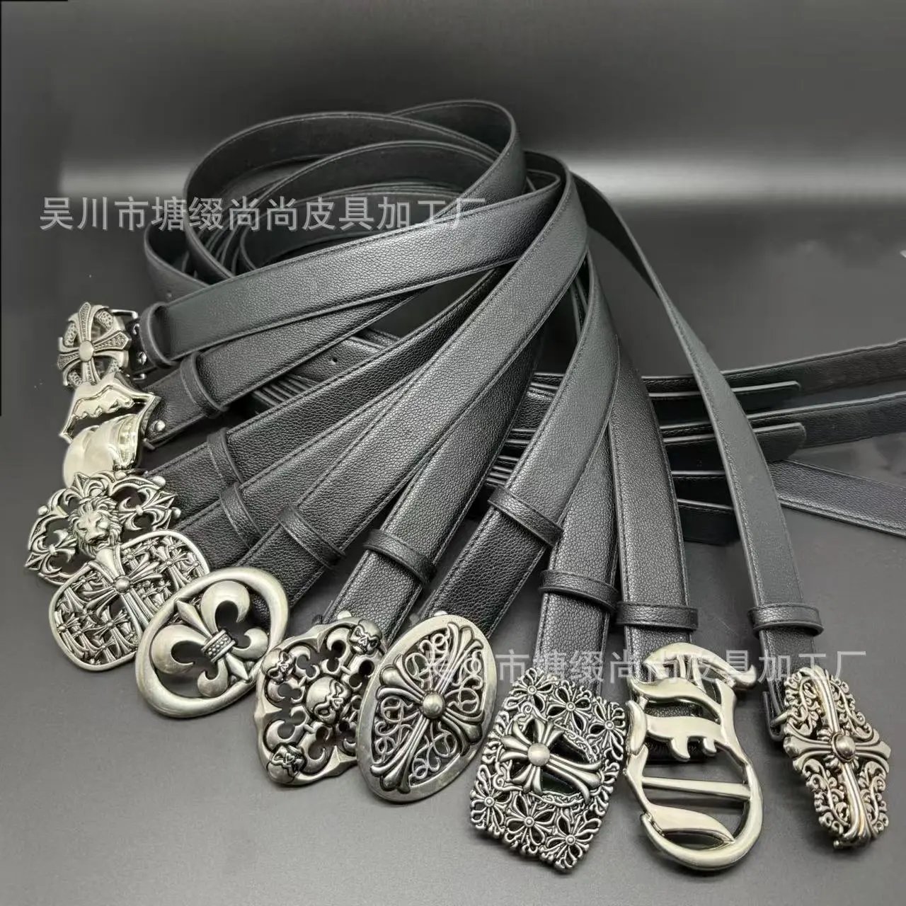 Chrome Hearts Logo Buckle Leather Belt Black - 2