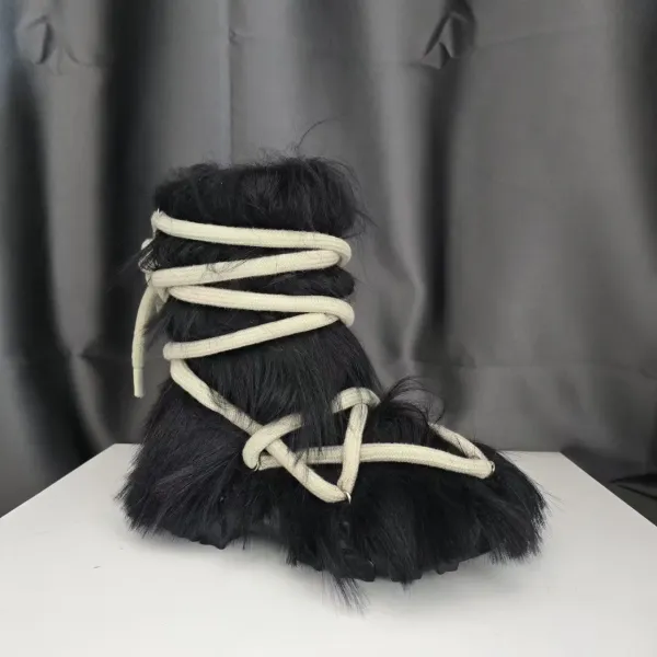 Design Fur Wrap Boots White Ankle Boots - 28