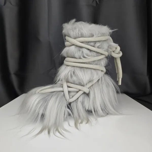 Design Fur Wrap Boots White Ankle Boots - 11