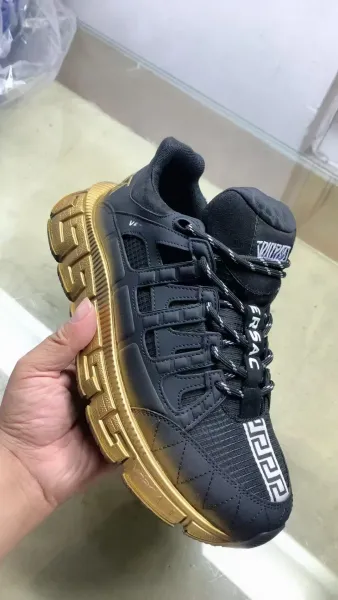 Versace Greca Pattern Chunky Sneakers Black Gold - 1