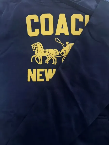 Coach Collegiate Hoodie Navy with Yellow Logo - 4