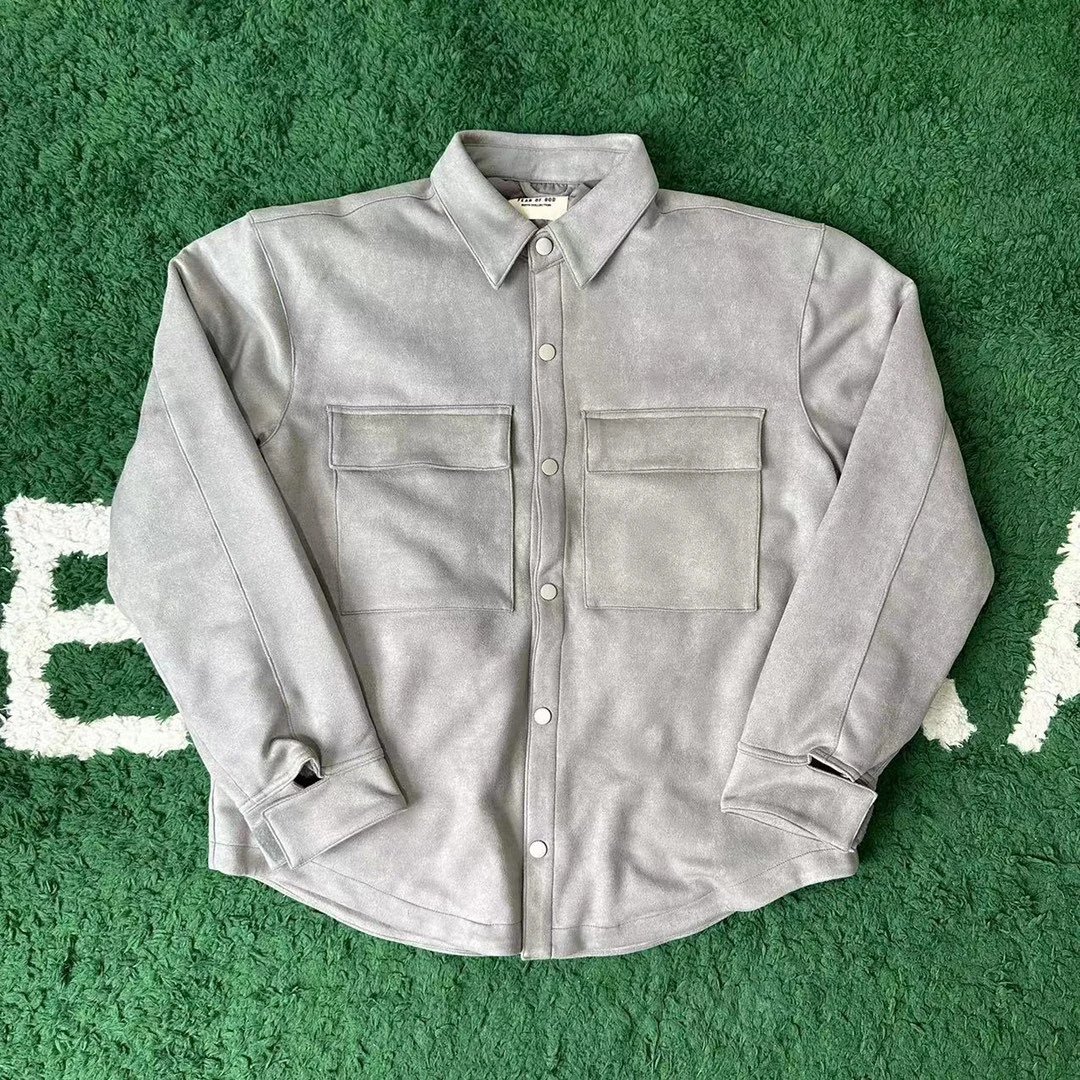 Fear of God Suede Shirt Jacket Black Outerwear - 4