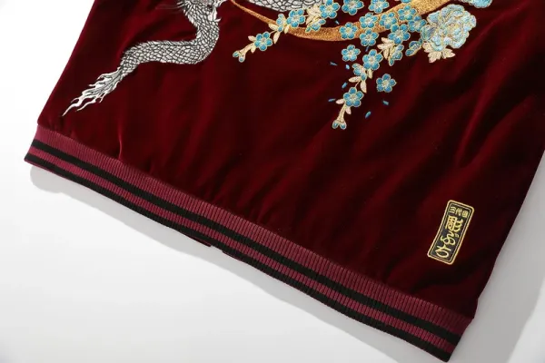 Design Dragon Embroidery Bomber Jacket Black Outerwear.jacket - 18