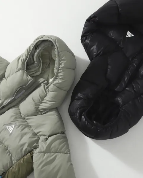 Nike ACG Down Jacket Black with Olive Green Pants - 13