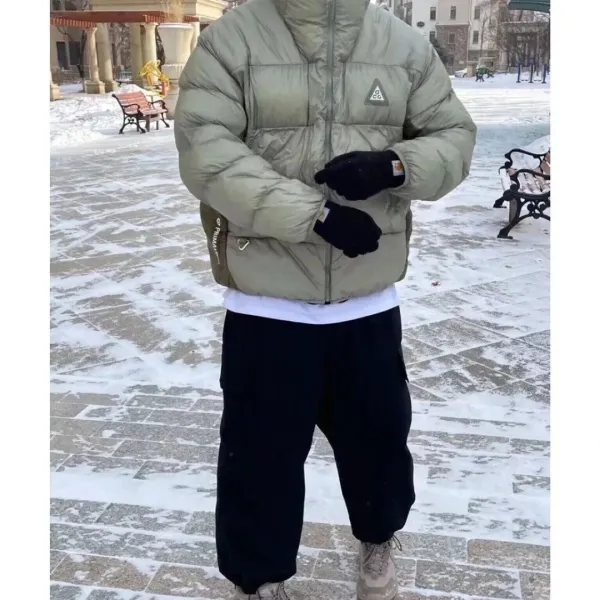 Nike ACG Down Jacket Black with Olive Green Pants - 8