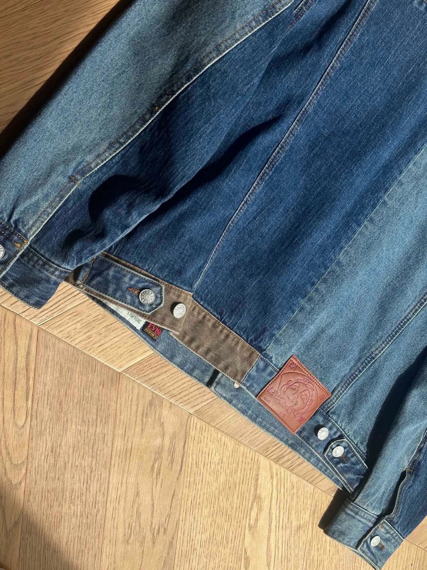 Evisu Denim Jacket with Signature M Logo Patchwork Blue - 10