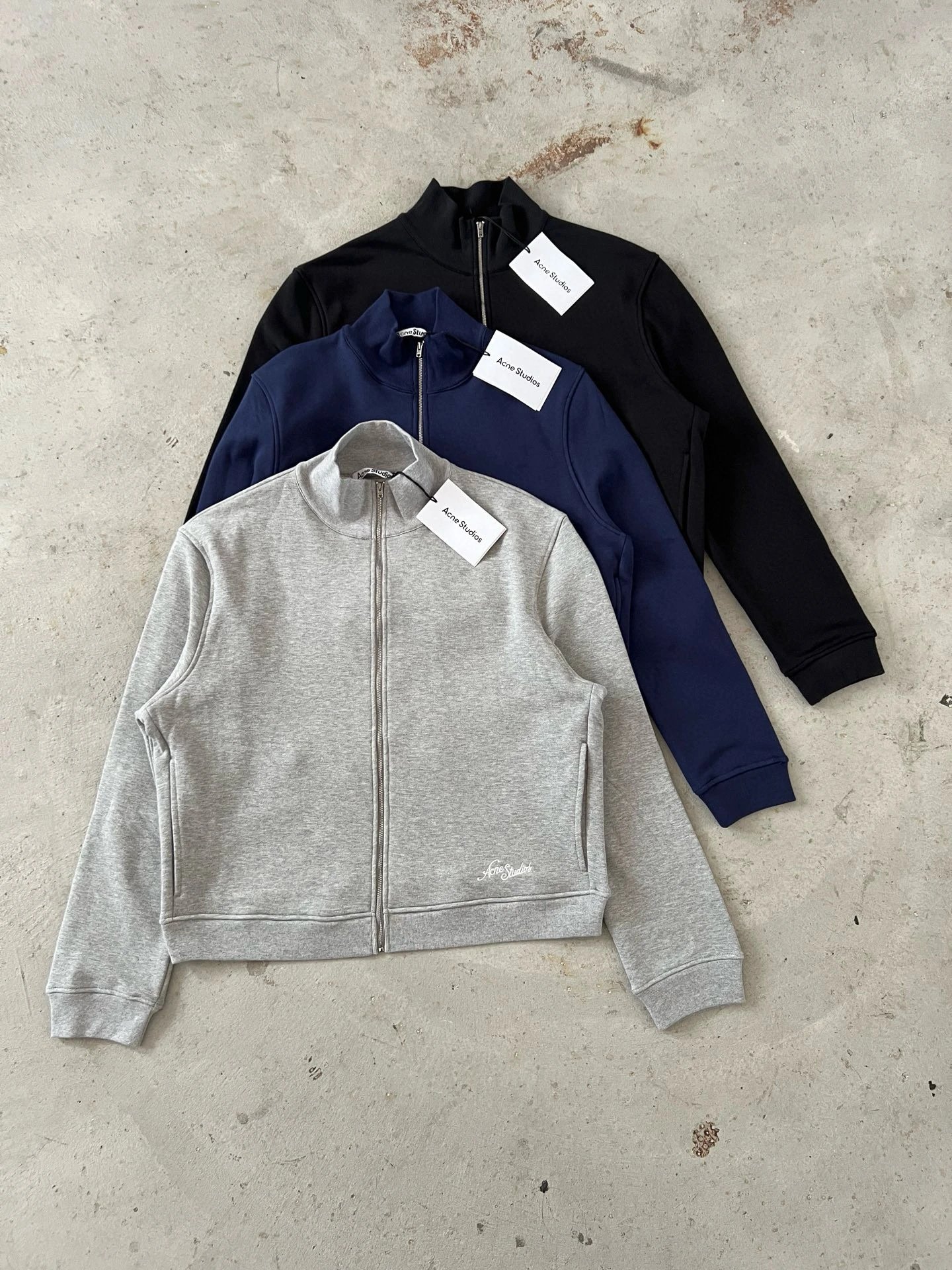 Acne Studios Embroidered Logo Cropped Sweatshirt Navy Hoodie - 10