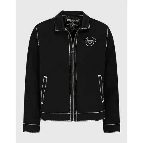 Design True Religion x Six PM Grid Logo Jacket Black Outerwear - 4