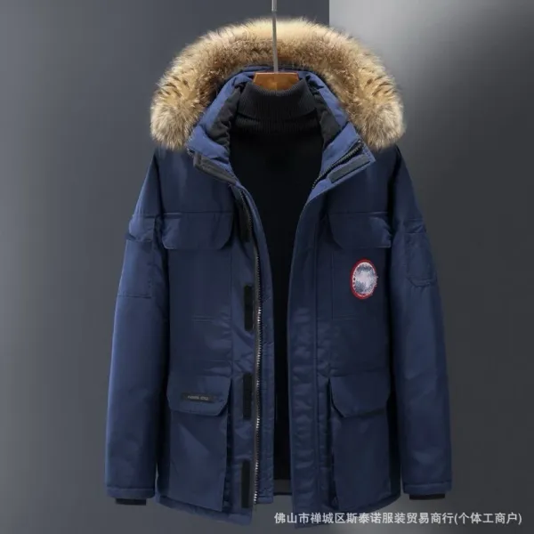 Canada Goose Expedition Parka Navy Blue with Fur Trim - 1
