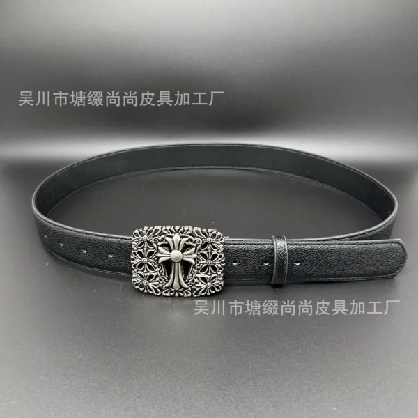 Chrome Hearts Cross Motif Leather Belt Black - 1