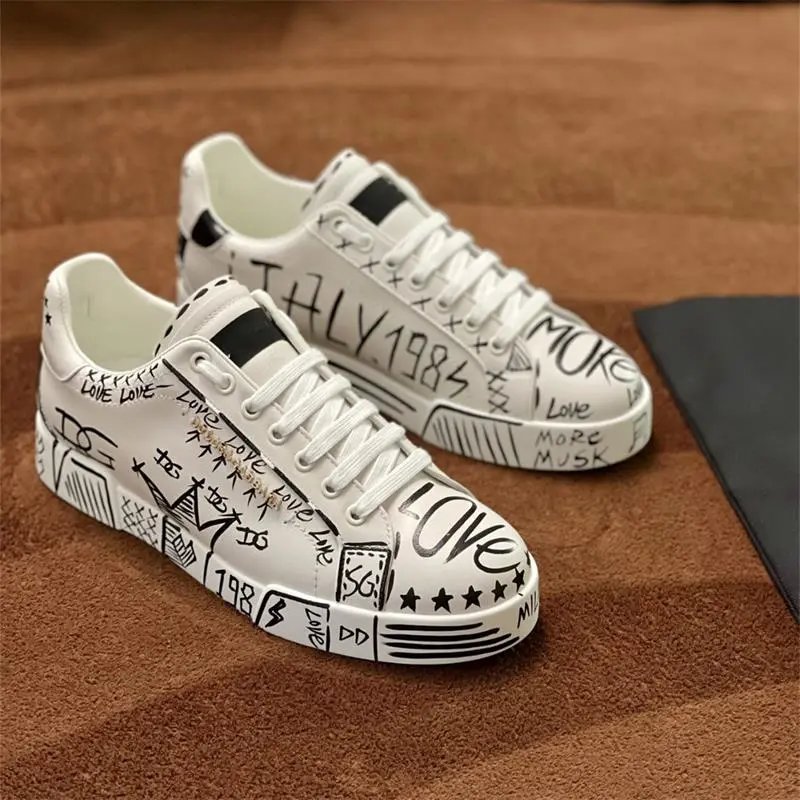 Dolce & Gabbana Love Print Leather Sneakers White - 15