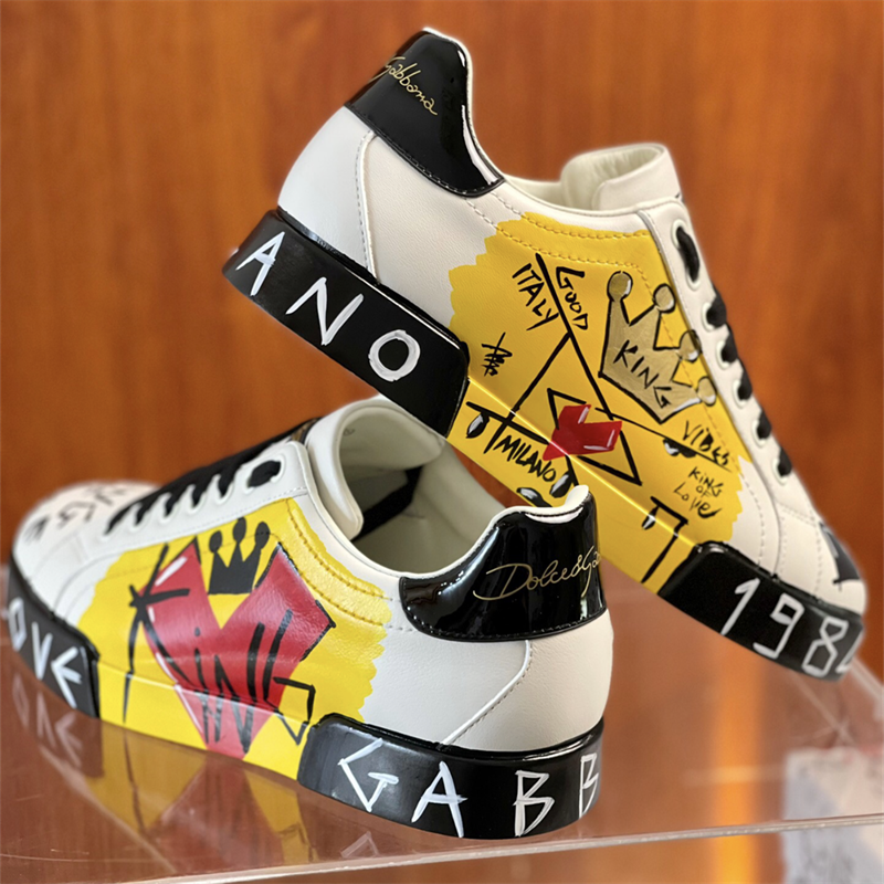 Dolce & Gabbana Love Print Leather Sneakers White - 19
