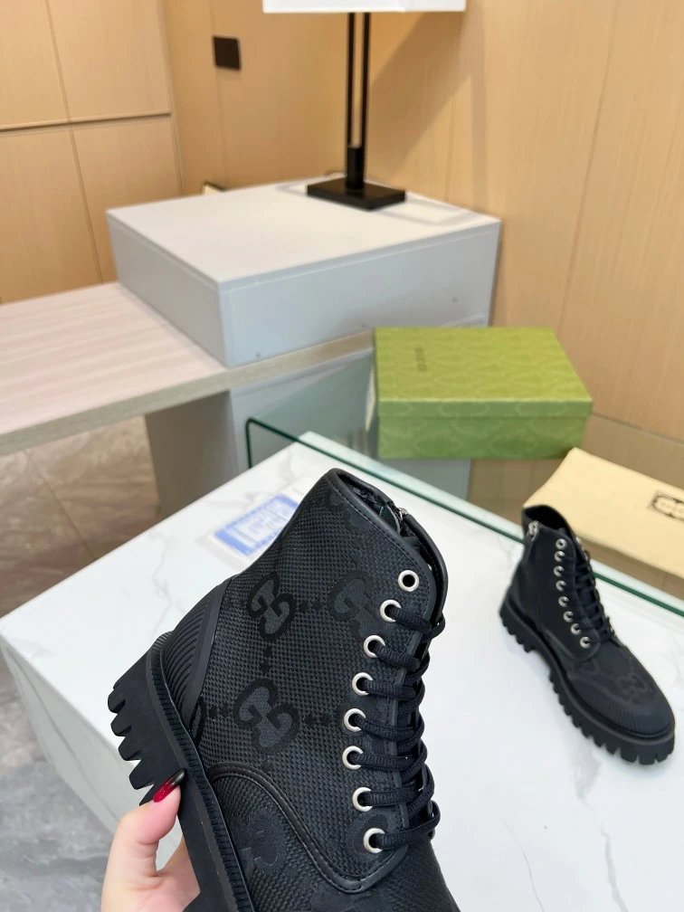 Gucci GG Marmont Chunky Sole Boots Beige and Black - 23