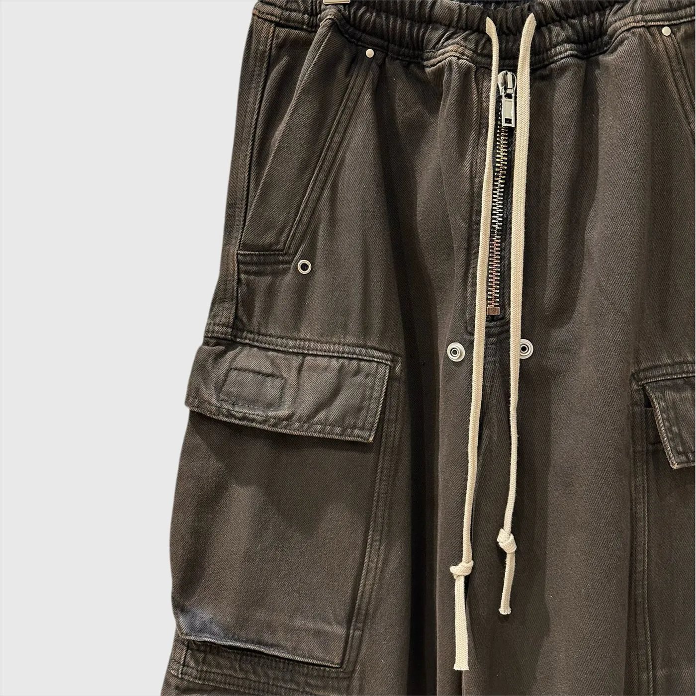 Rick Owens DRKSHDW Cargo Pants Black Burnout Dip-Dye - 9