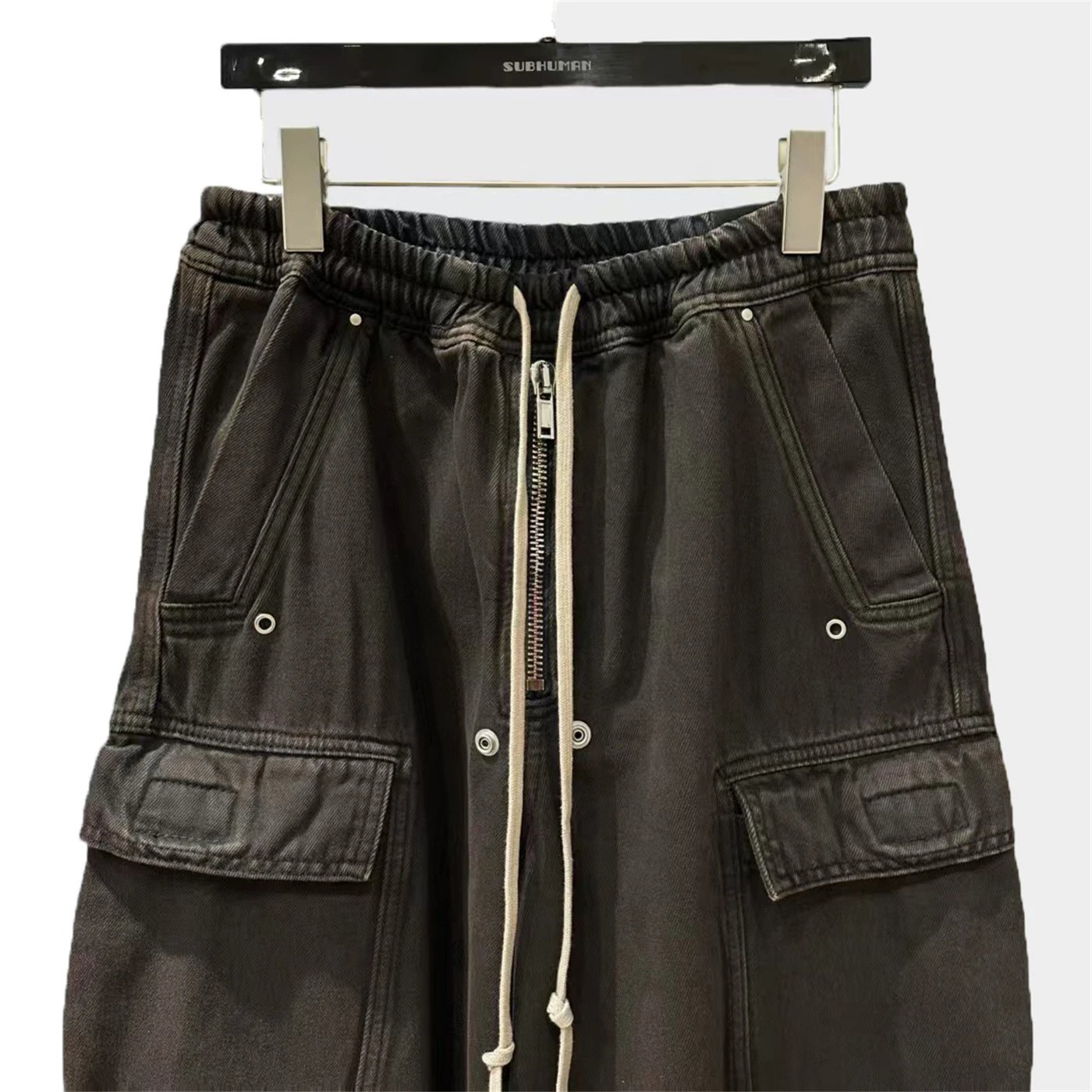 Rick Owens DRKSHDW Cargo Pants Black Burnout Dip-Dye - 5