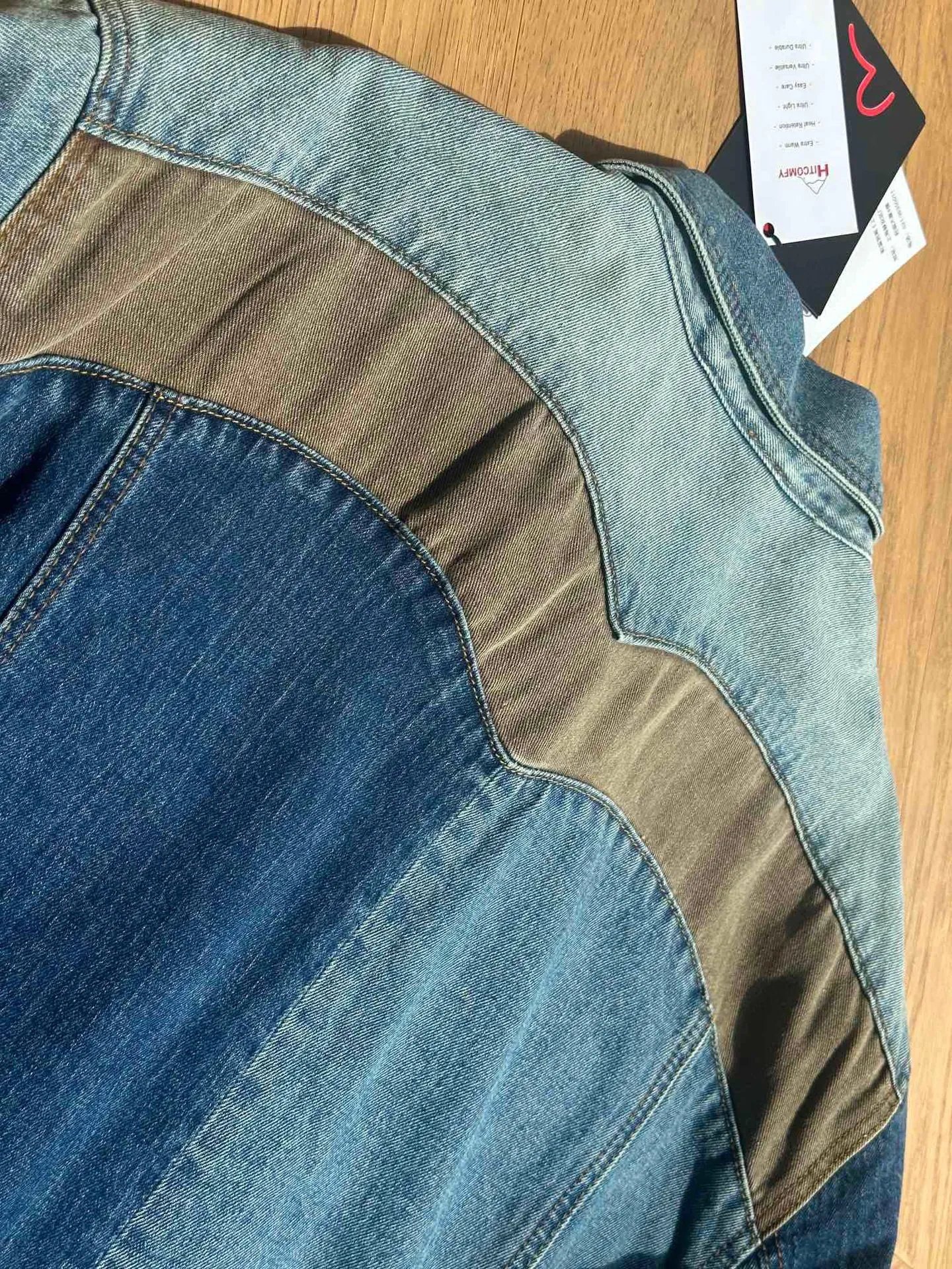 Evisu Denim Jacket with Signature M Logo Patchwork Blue - 11
