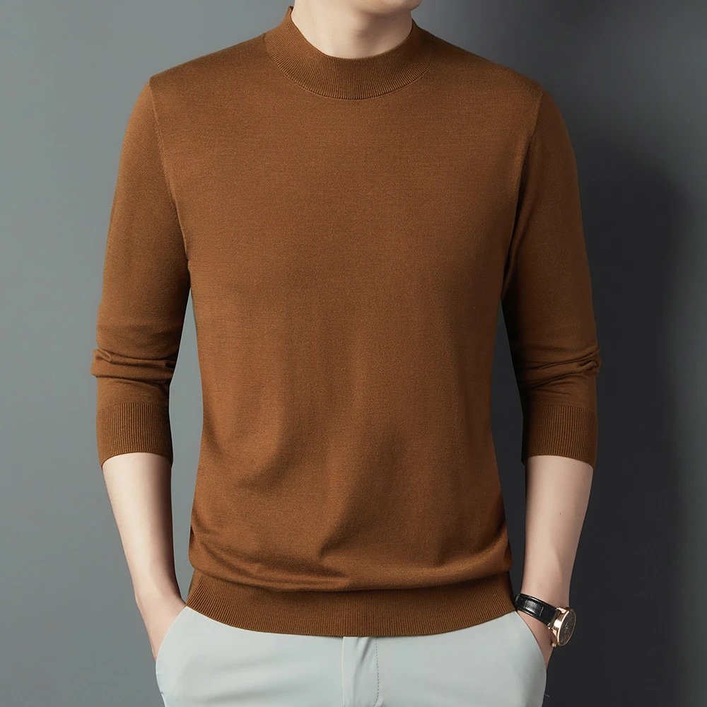 Crew Neck Knit Sweater Brown Men's