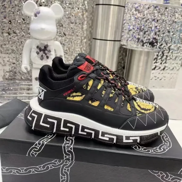 Versace Greca Pattern Chunky Sneakers Black Gold - 5