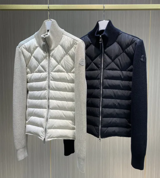 Moncler Grenoble Quilted Knit-Sleeve Jacket Navy Down Jacket - 3
