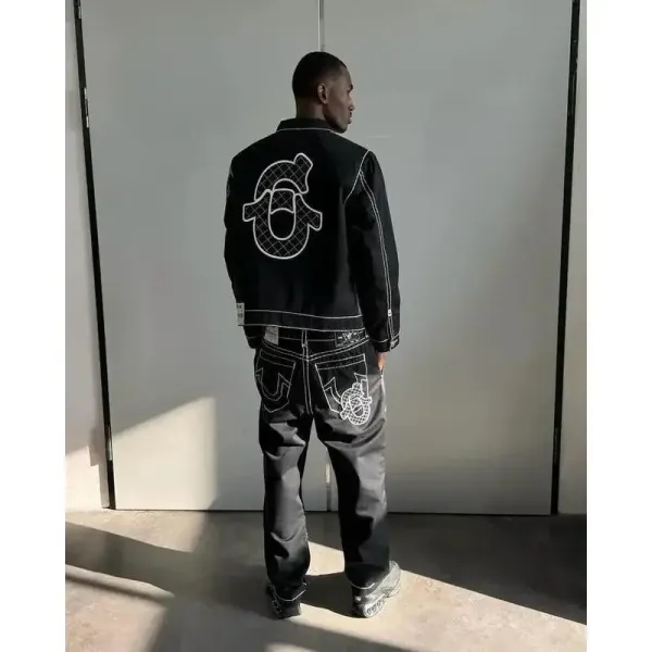 Design True Religion x Six PM Grid Logo Jacket Black Outerwear - 6