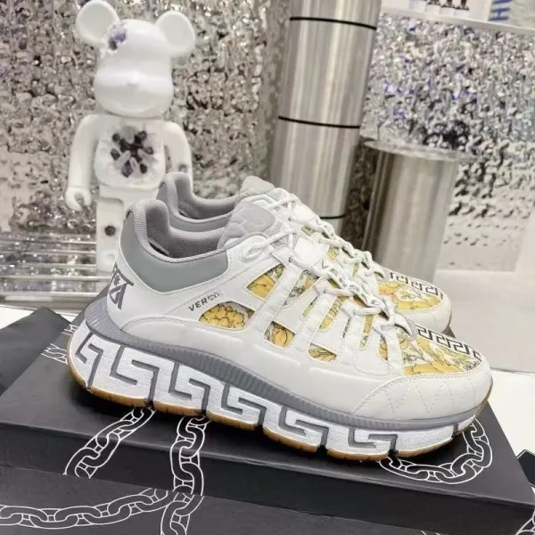 Versace Greca Pattern Chunky Sneakers Black Gold - 7